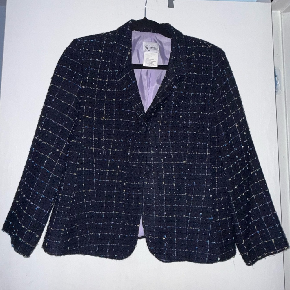 Women's Blue Tweed Blazer